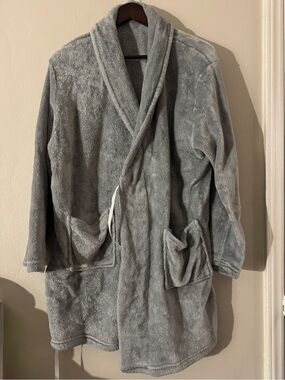Men's Plush Shawl Collar Robe - Light Gray